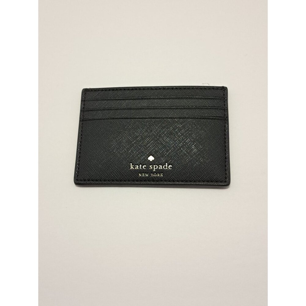 Kate Spade New York Glitter Small Slim Card Holder Black